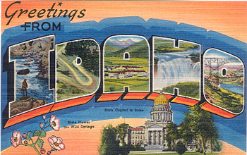 Featured is an Idaho big-letter postcard image from the 1940s obtained from the Teich Archives (private collection).
